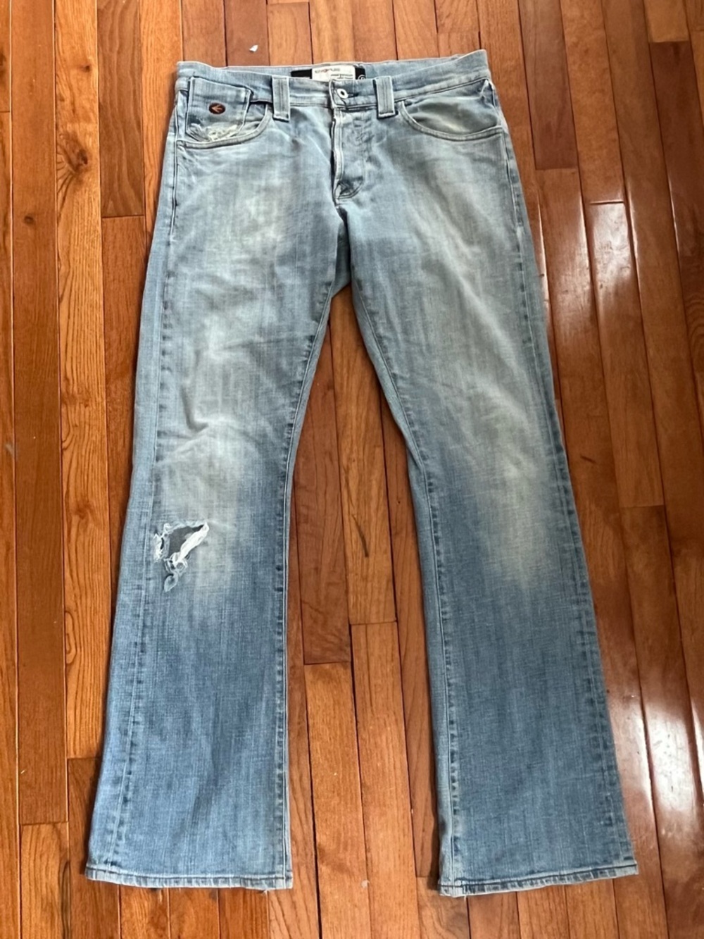 Energie Stevenson Jeans 32 Distressed Light Wash Y2K Bootcut Italy Denim